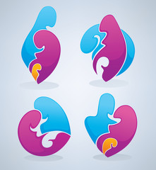 Fototapeta premium vector set of happy people, family and parents love