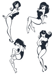 pinup girls in different poses - 71173552