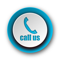 call us blue modern web icon on white background