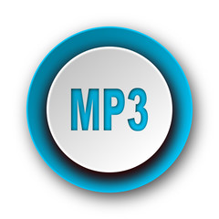 mp3 blue modern web icon on white background