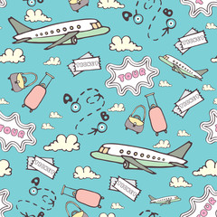 Vector pattern on the theme of travel - 71173922