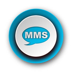 mms blue modern web icon on white background