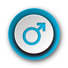 male blue modern web icon on white background