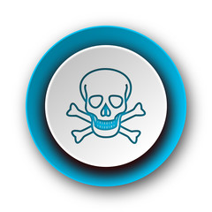 skull blue modern web icon on white background