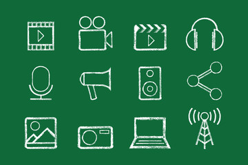 Sketched internet icons vector