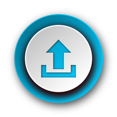 upload blue modern web icon on white background