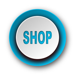 shop blue modern web icon on white background