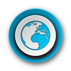 earth blue modern web icon on white background