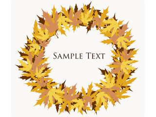 Autumn leaves in circle background with space for your text.