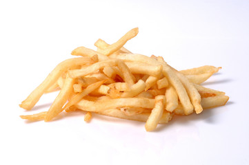 a pile of french fries isolated on white