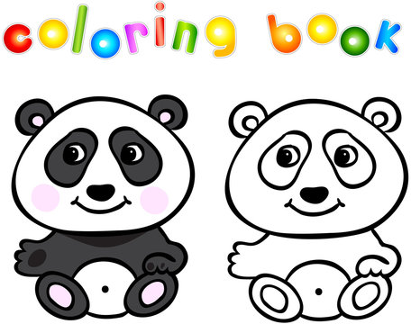 Funny cartoon panda coloring book
