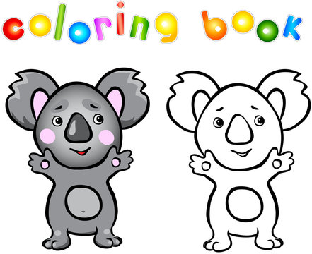Funny cartoon koala coloring book