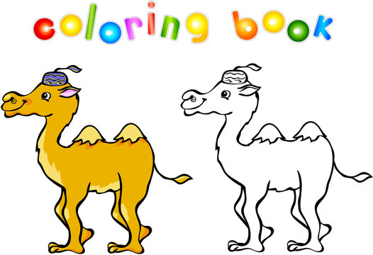 Funny cartoon camel coloring book