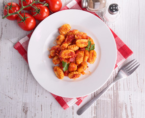 gnocchi cooked with tomato sauce