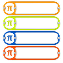 Obraz premium four frames for entering text with screws and pi symbol