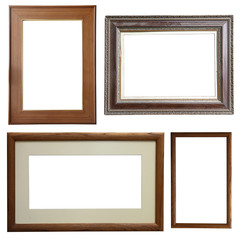 Wooden rectangular frame isolated on white background