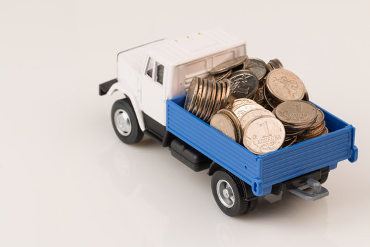 toy truck with coins two