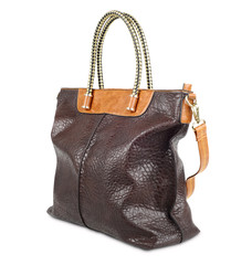 Brown female leather handbag