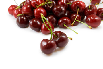 Naklejka na ściany i meble image of cherries on white background closeup