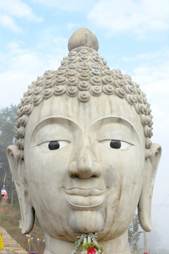 Head of Buddha Image in Public Temple