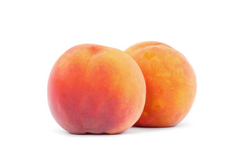 Ripe peach fruit isolated on white background cutout