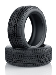 High detaled winter tyres isolated