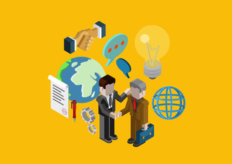 Flat 3d isometric design concept vector web infographic contract