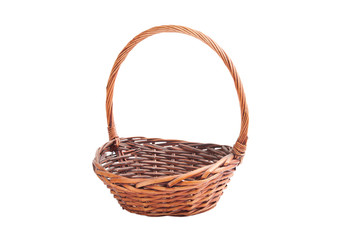 Fototapeta na wymiar Old dusty wicker basket isolated on white background