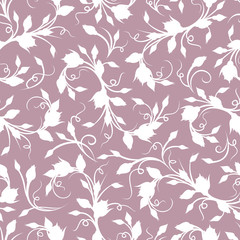 Fototapeta na wymiar Seamless white floral pattern on purple. Vector illustration.