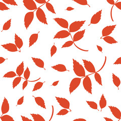 Fototapeta na wymiar Seamless pattern with red autumn leaves on white. Vector.