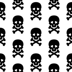 Skull Seamless pattern Vector background white black