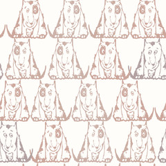 Seamless background with dogs. Hand-drawn vector Illustration.