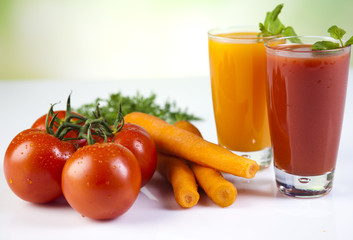 Fruits, vegetables, fruit juices, vegetable juices, healthy food