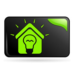 éclairage de la maison sur bouton web rectangle vert