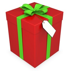 3d gift box with blank tag