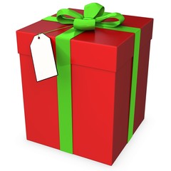 3d gift box with blank tag