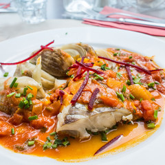 plate of fish and carrot