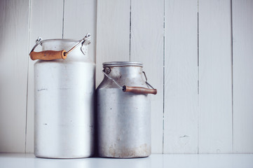 vintage aluminum milk cans