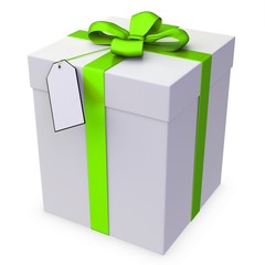 3d gift box with blank tag