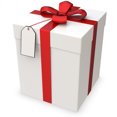 3d gift box with blank tag