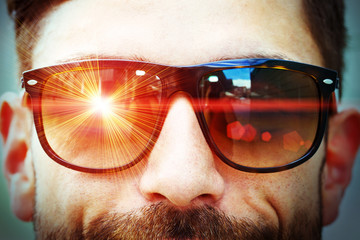 Laser on glasses