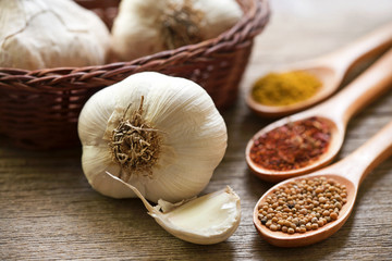 organic garlic and spices