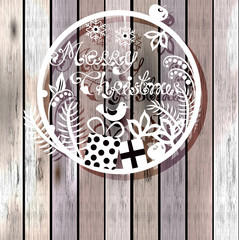 Christmas background with cute decorations and place for text