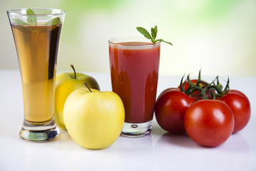 Fruits, vegetables, fruit juices, vegetable juices, healthy food