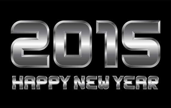 happy new year 2015 - rectangular beveled metal letters