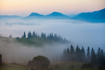 Majestic sunset in the mountains landscape