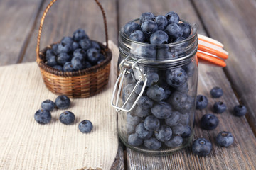 Fresh blueberries on wooden table