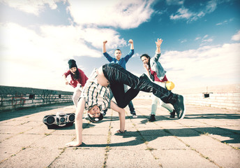group of teenagers dancing