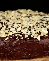 Tasty chocolate cake with almond,