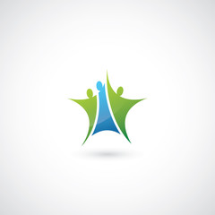 Three people symbol in form of the star